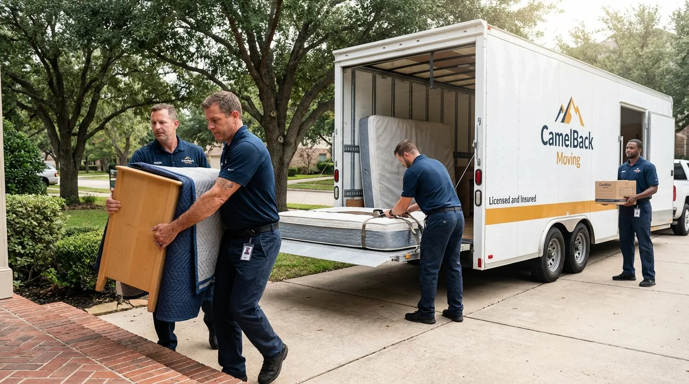 Crew loading residential truck for cross-state move from Milton, DE