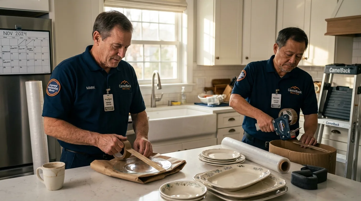 Professional crew packing kitchen dishware in Milton, DE